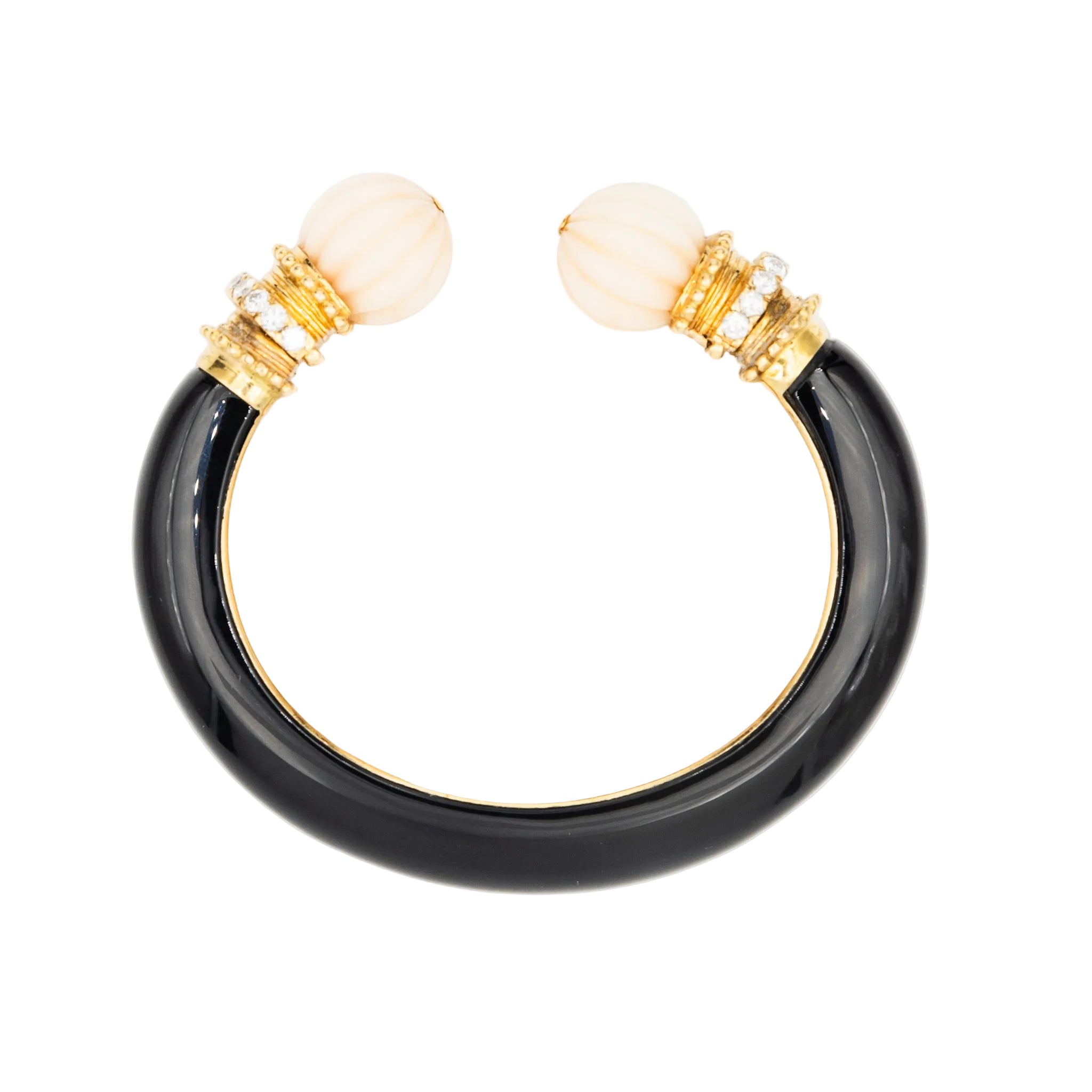 Bracelet Jonc BOUCHERON en or jaune, corail, onyx et diamants