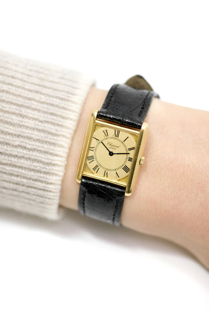 CHOPARD "Tank" Watch in Yellow gold and Leather