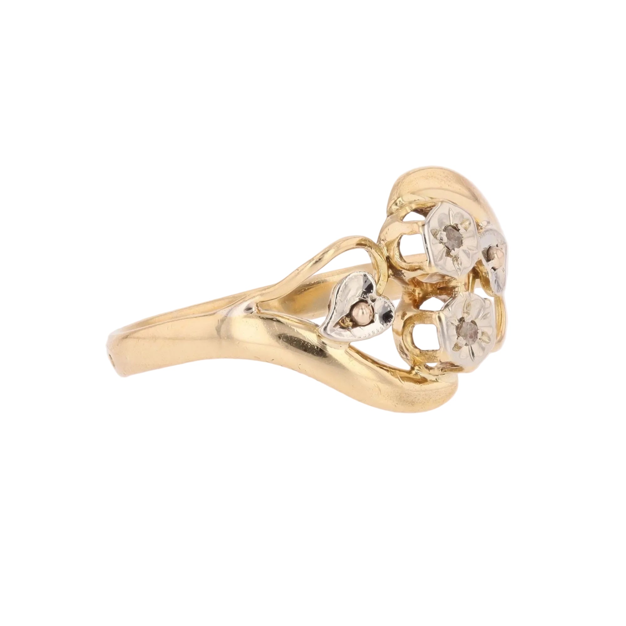 Toi & Moi Ring in white gold, yellow gold and diamonds