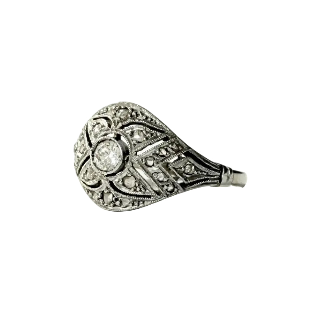 White Gold and Diamond Dome Ring
