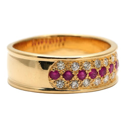 Band Ring in Yellow Gold, Rubies, and Diamonds
