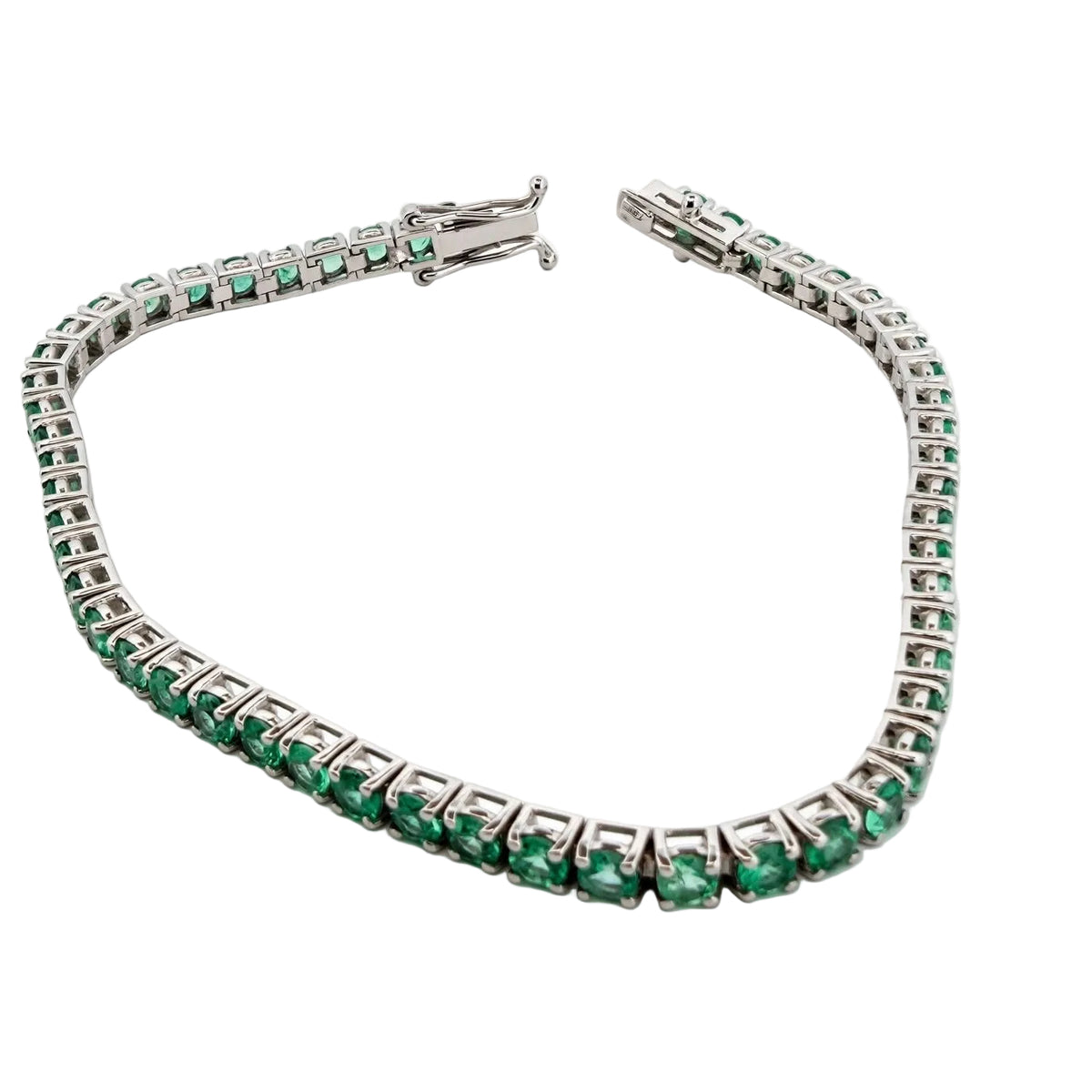 "Ligne" Bracelet in White Gold and Emeralds