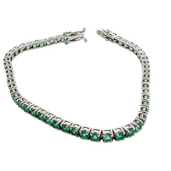 "Ligne" Bracelet in White Gold and Emeralds