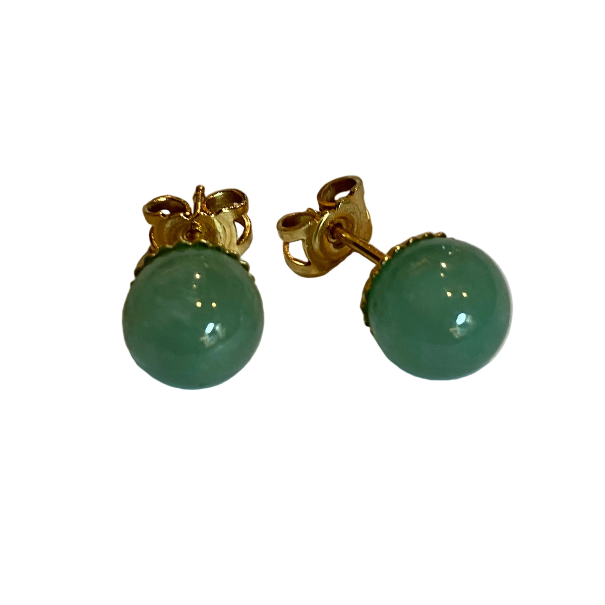 Yellow Gold and Jade Stud Earrings