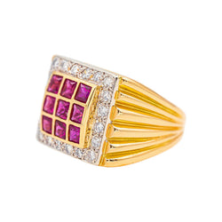 Bague Chevalière Or jaune Rubis