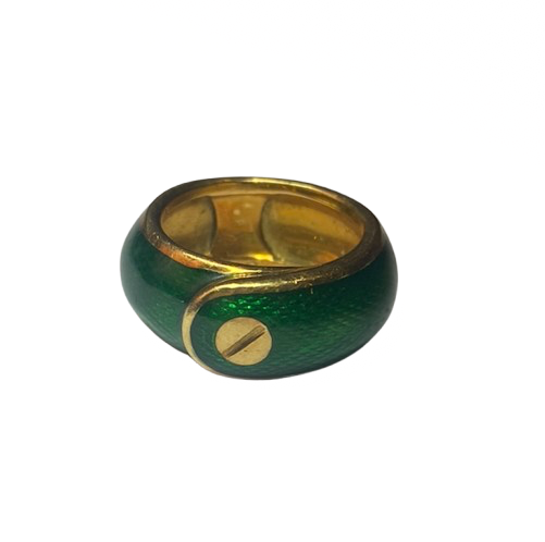 VAN CLEEF & ARPELS 18K Gold and Enamel Ring (SIZE 48)