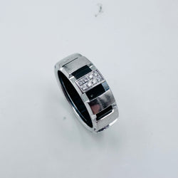 Bague Bandeau CHAUMET Class One en or blanc, diamants et caoutchouc