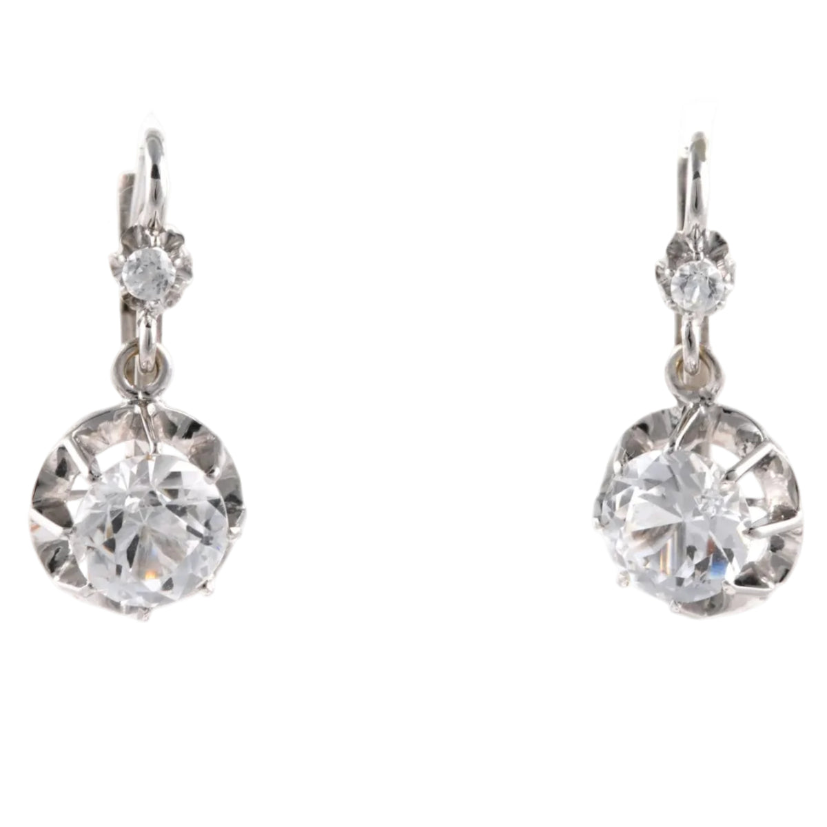 White gold and Zirconia Lever-back Earrings