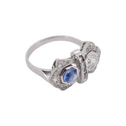 Toi & Moi Ring in White gold, Sapphire and Diamonds