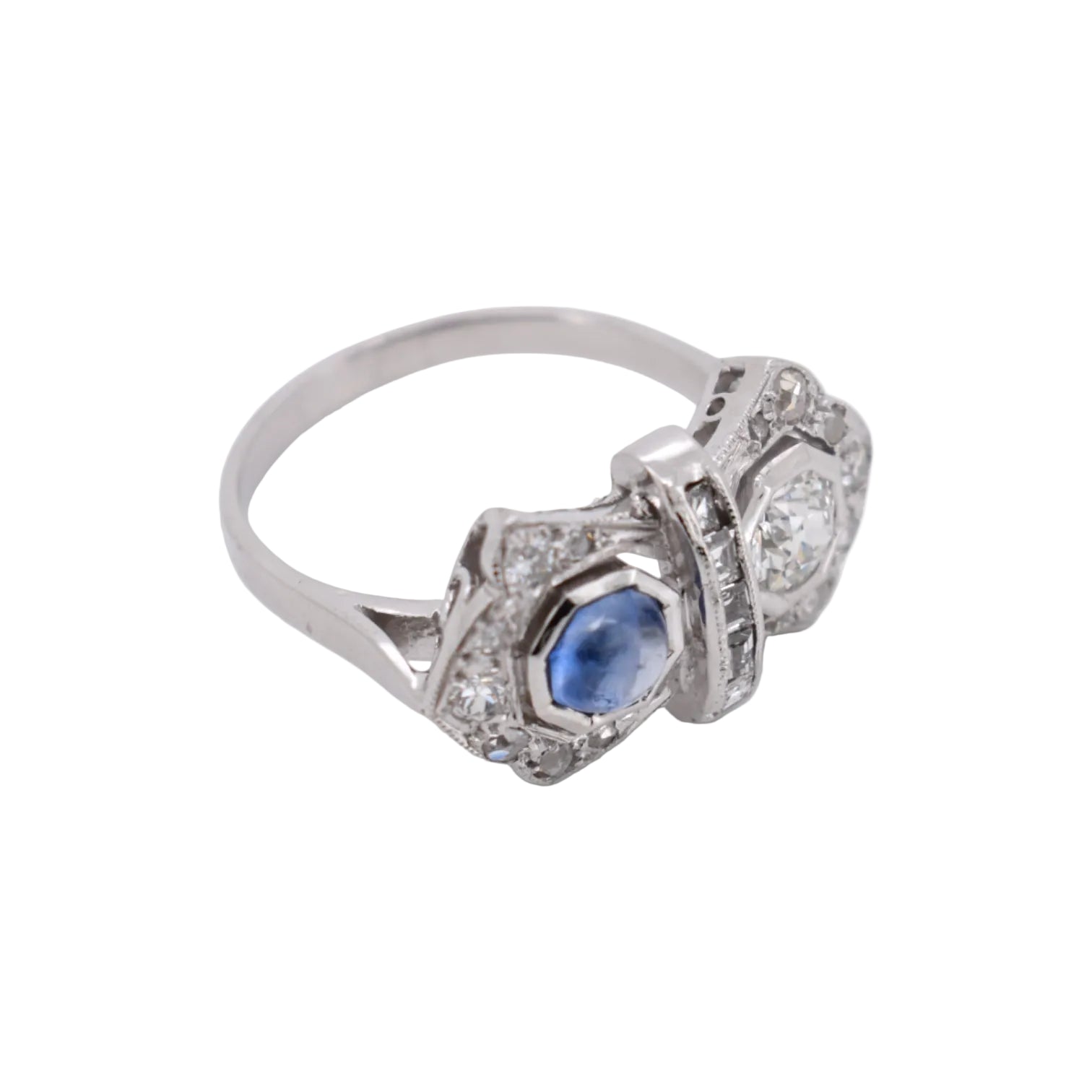 Toi & Moi Ring in White gold, Sapphire and Diamonds