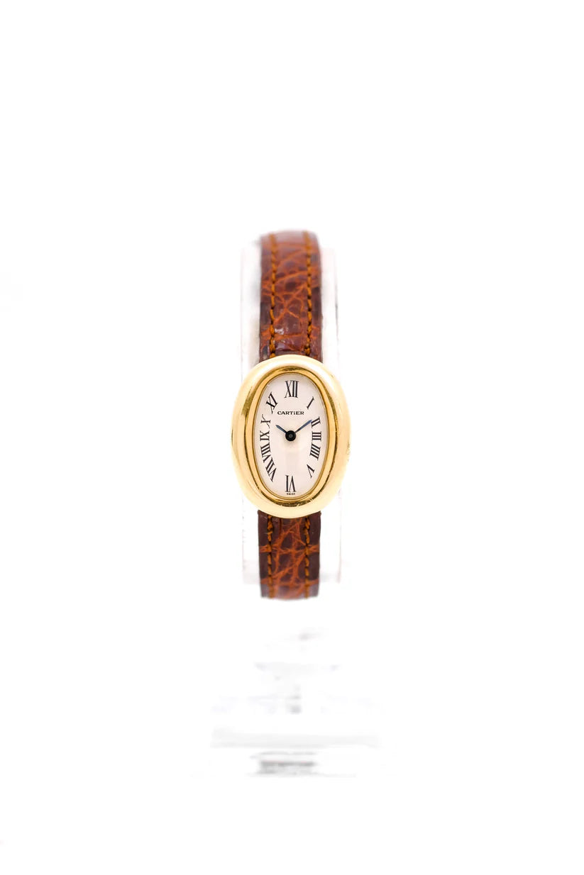 Montre CARTIER Baignoire en or jaune et cuir