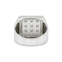 White Gold Signet Ring with Diamonds