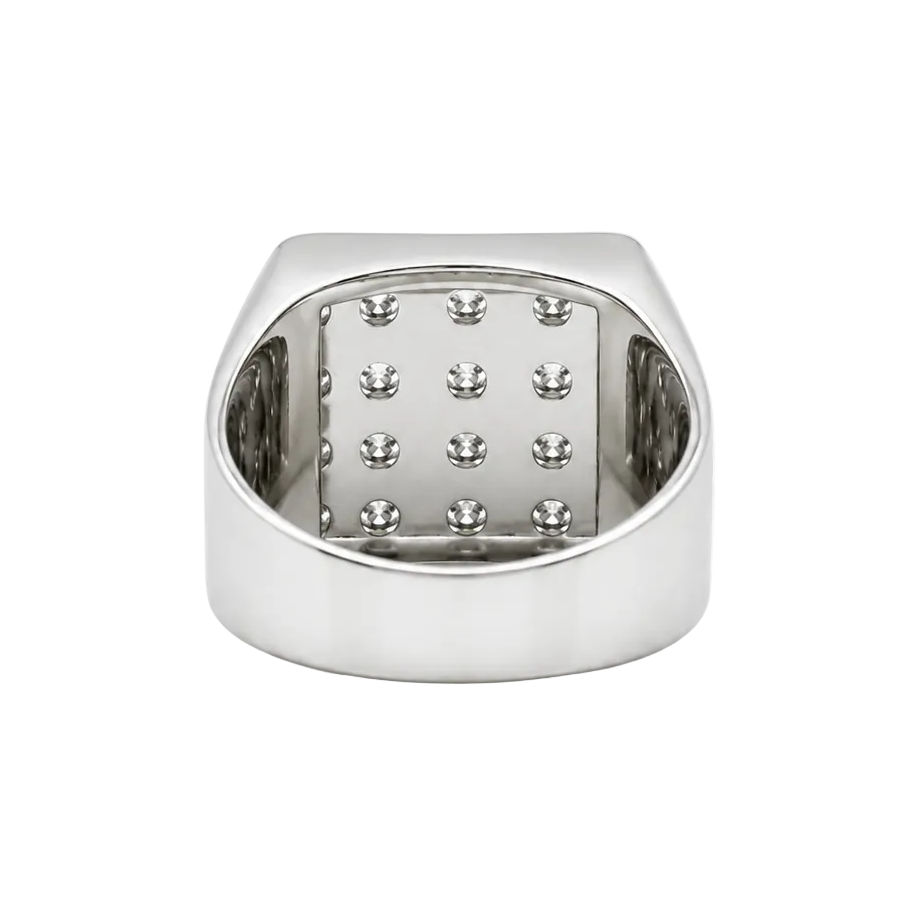 White Gold Signet Ring with Diamonds