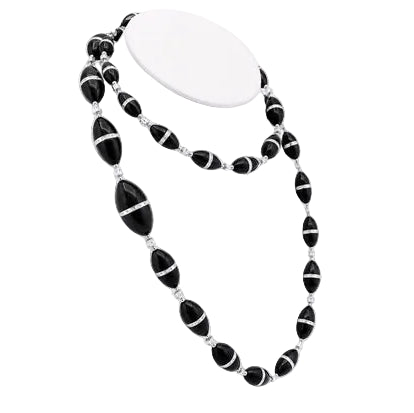 R.CAMPELL necklace in platinum, Onyx, and Diamonds