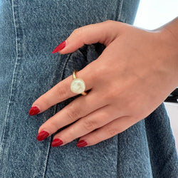 Yellow Gold Solitaire Ring with Pearl