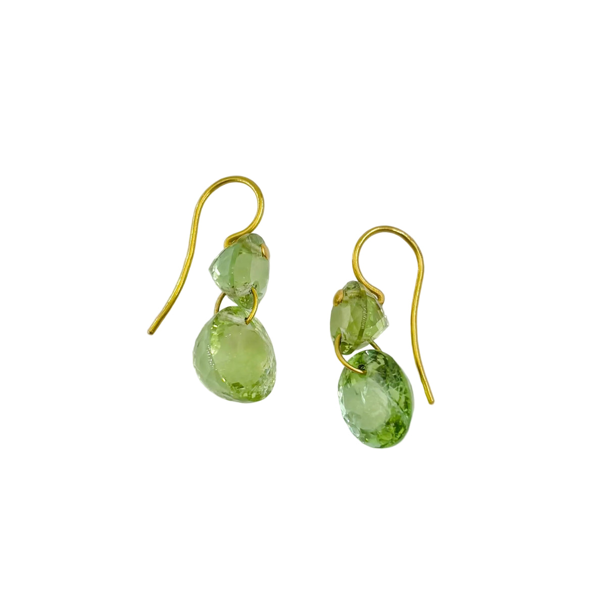 MARIE-HÉLÈNE DE TAILLAC "Gem Incandescence" Dangle Earrings in yellow gold and green Tourmaline