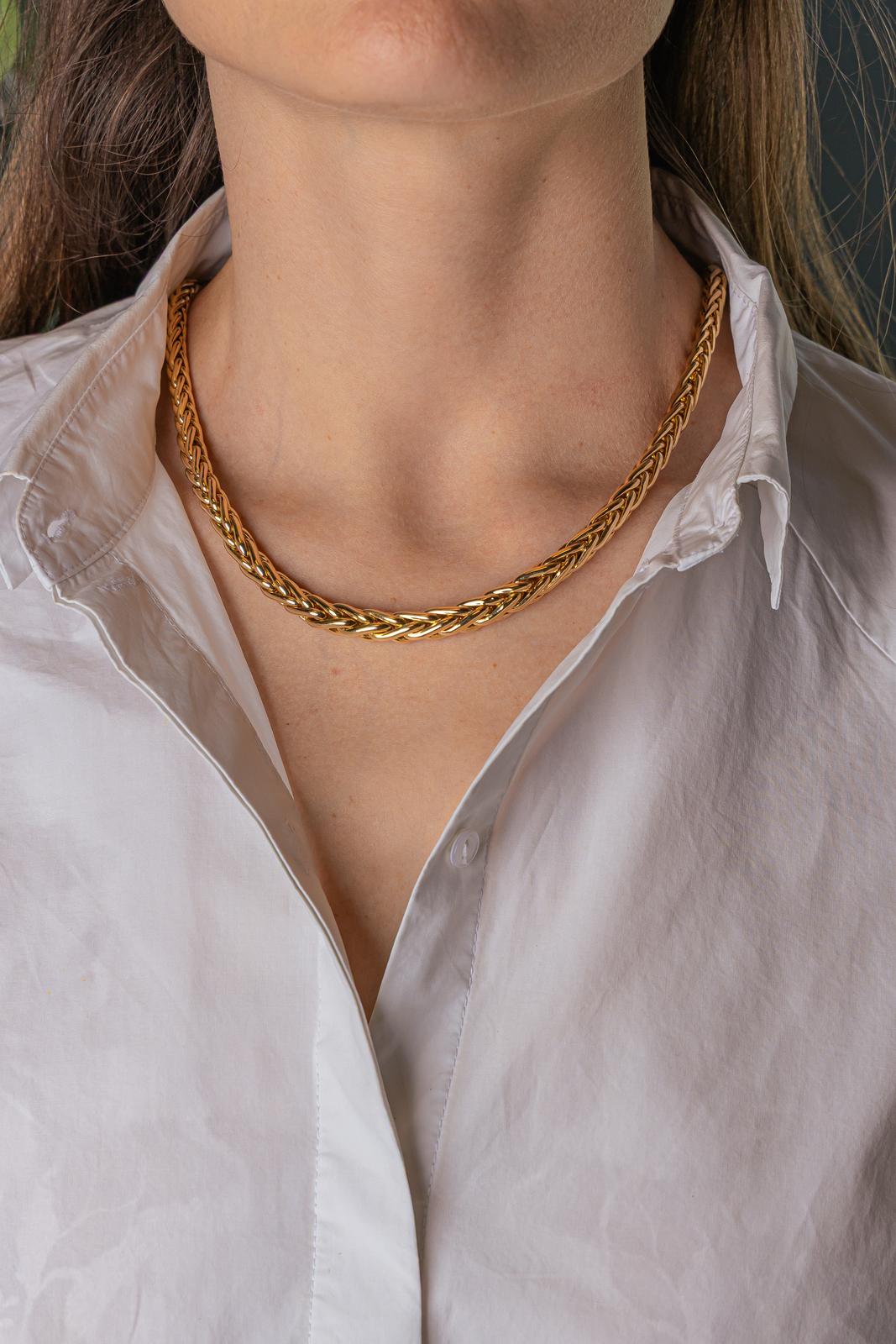 Yellow Gold Palm Leaf Link Necklace
