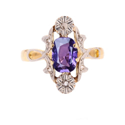 Bague en or jaune, platine, saphir et diamants