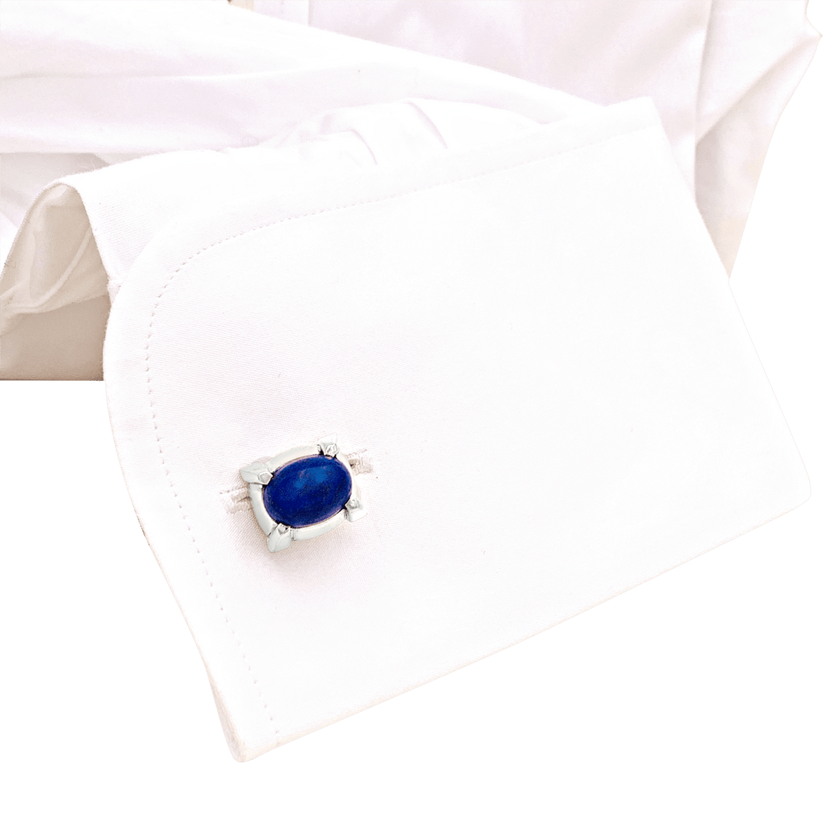 Boutons de manchette or blanc et lapis lazuli