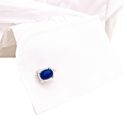 Boutons de manchette or blanc et lapis lazuli