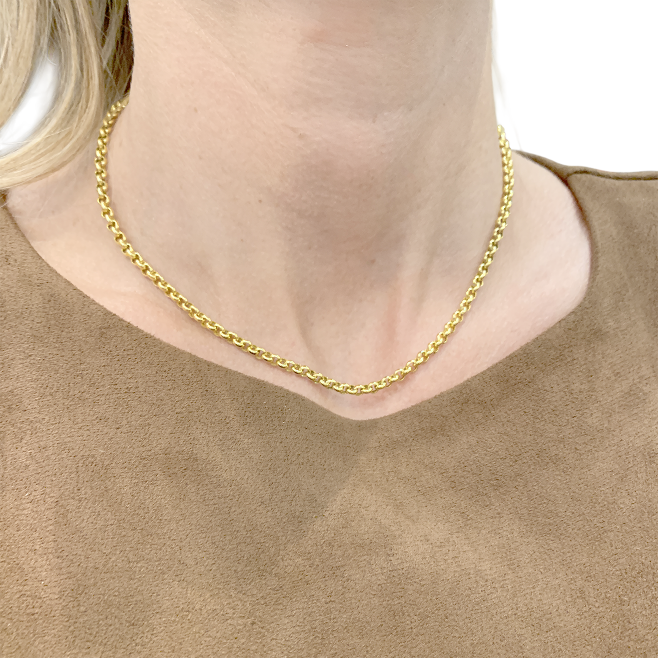 Collier maille jaseron, or jaune.