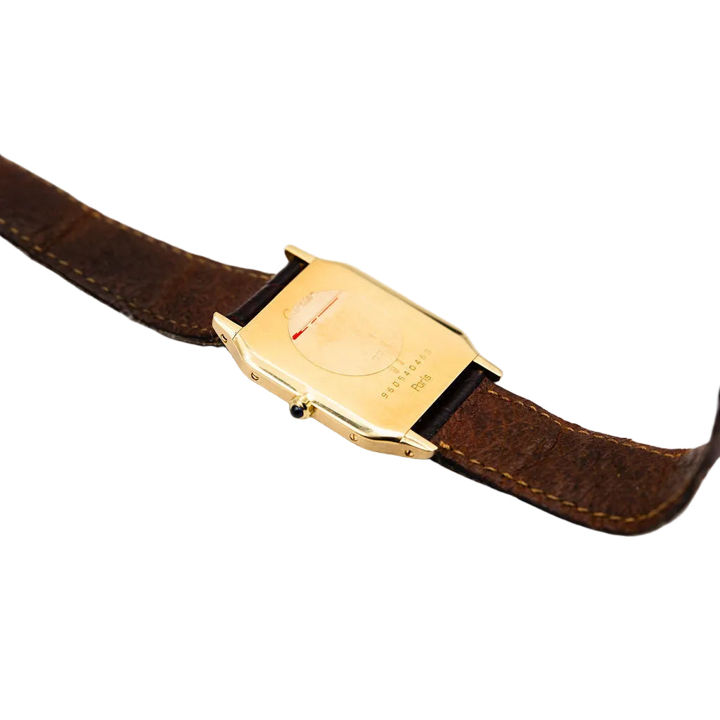 Montre CARTIER Santos-Dumont en or jaune et cuir