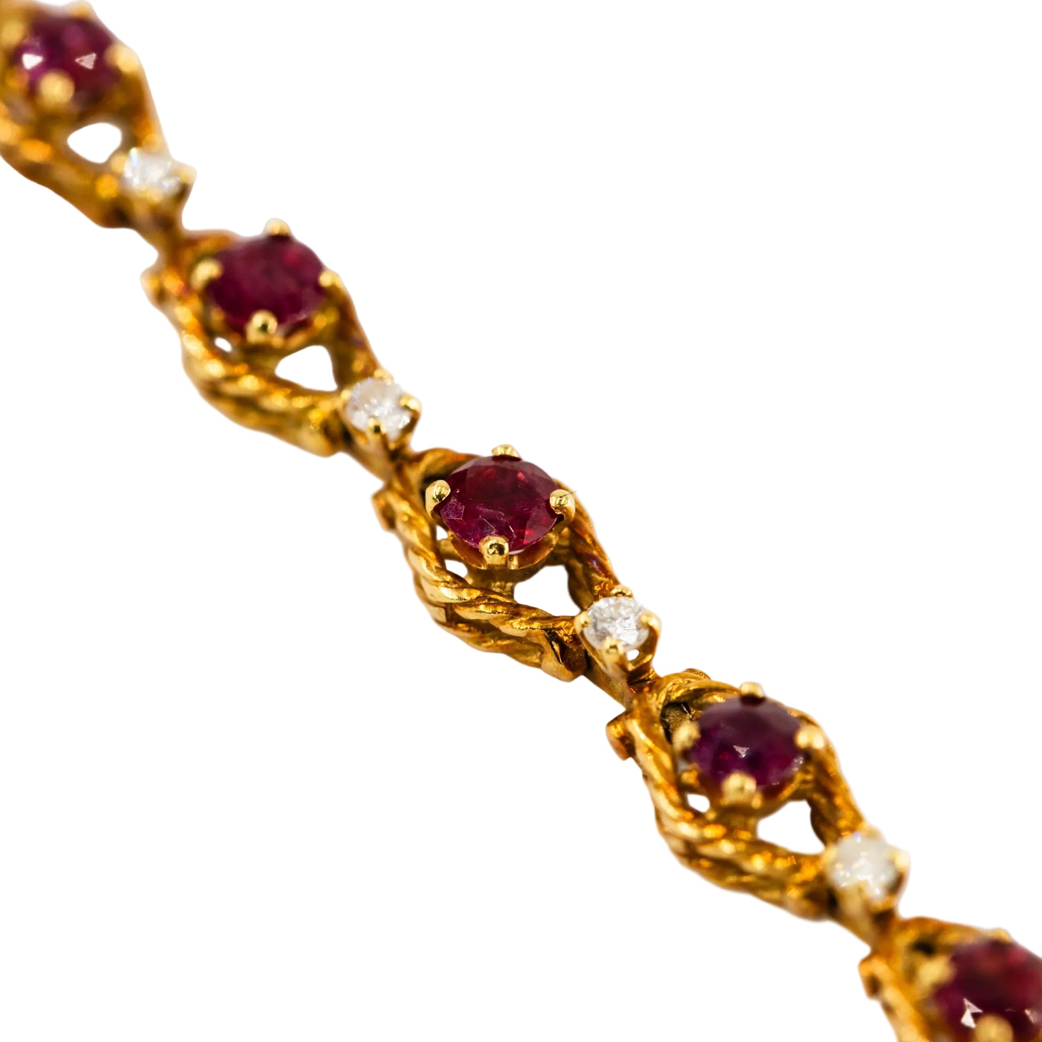 Yellow Gold Link Bracelet with Rubies and Diamonds