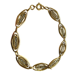 Yellow Gold Link Bracelet and Pearl Bracelet