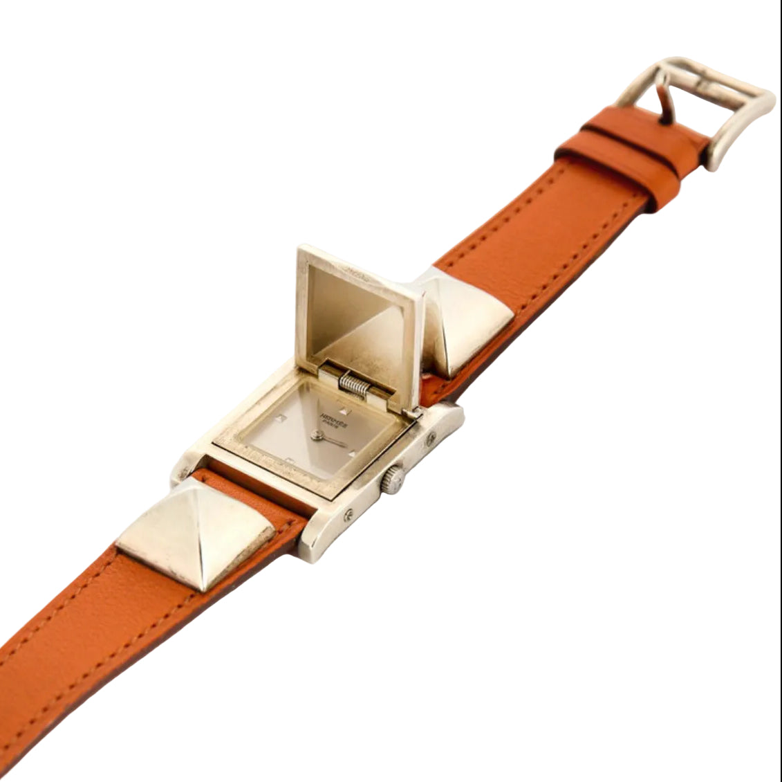 Watch Hermès "Medor" - Orange leather and silver