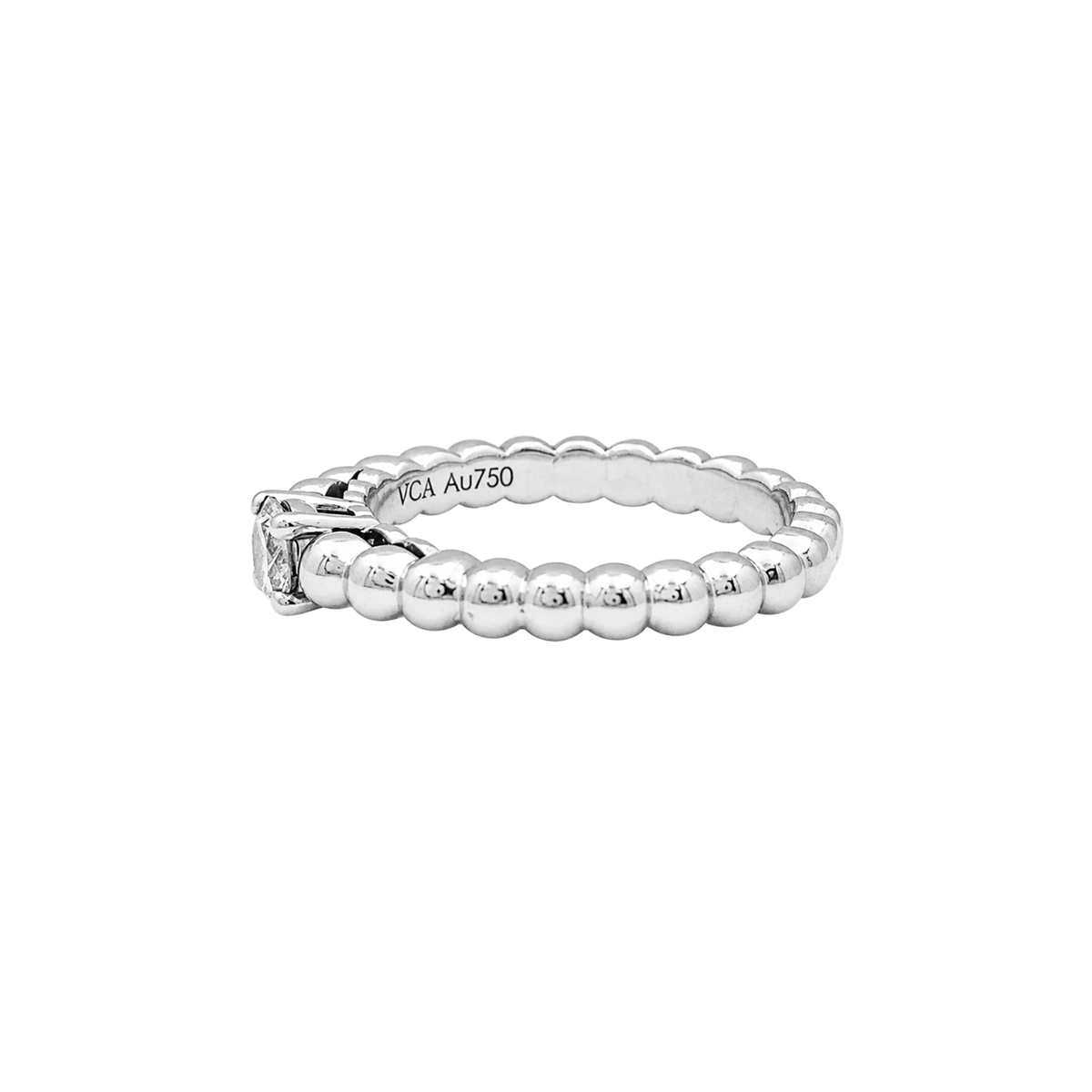 VAN CLEEF & ARPELS "Solitaire Perlée" Solitaire Ring in white gold and diamonds