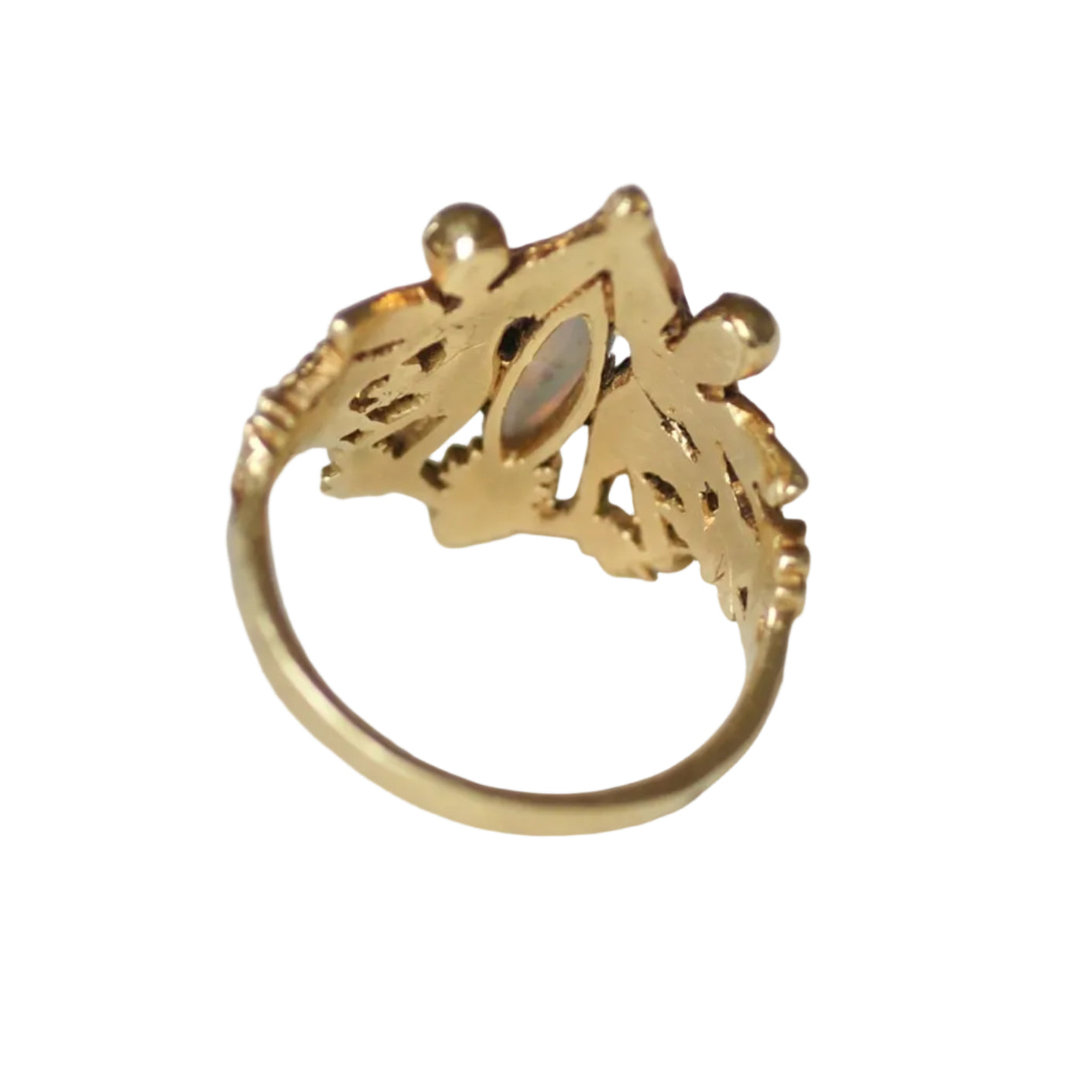 Vintage Angel Ring with Opal and Diamonds in Yellow Gold