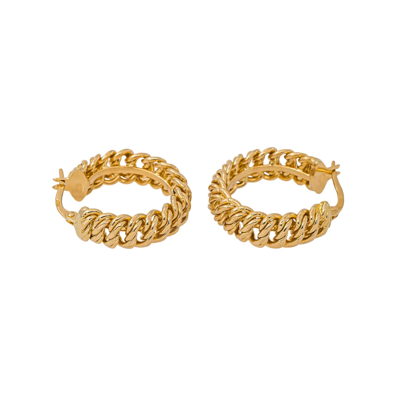 Yellow Gold American Link Earrings