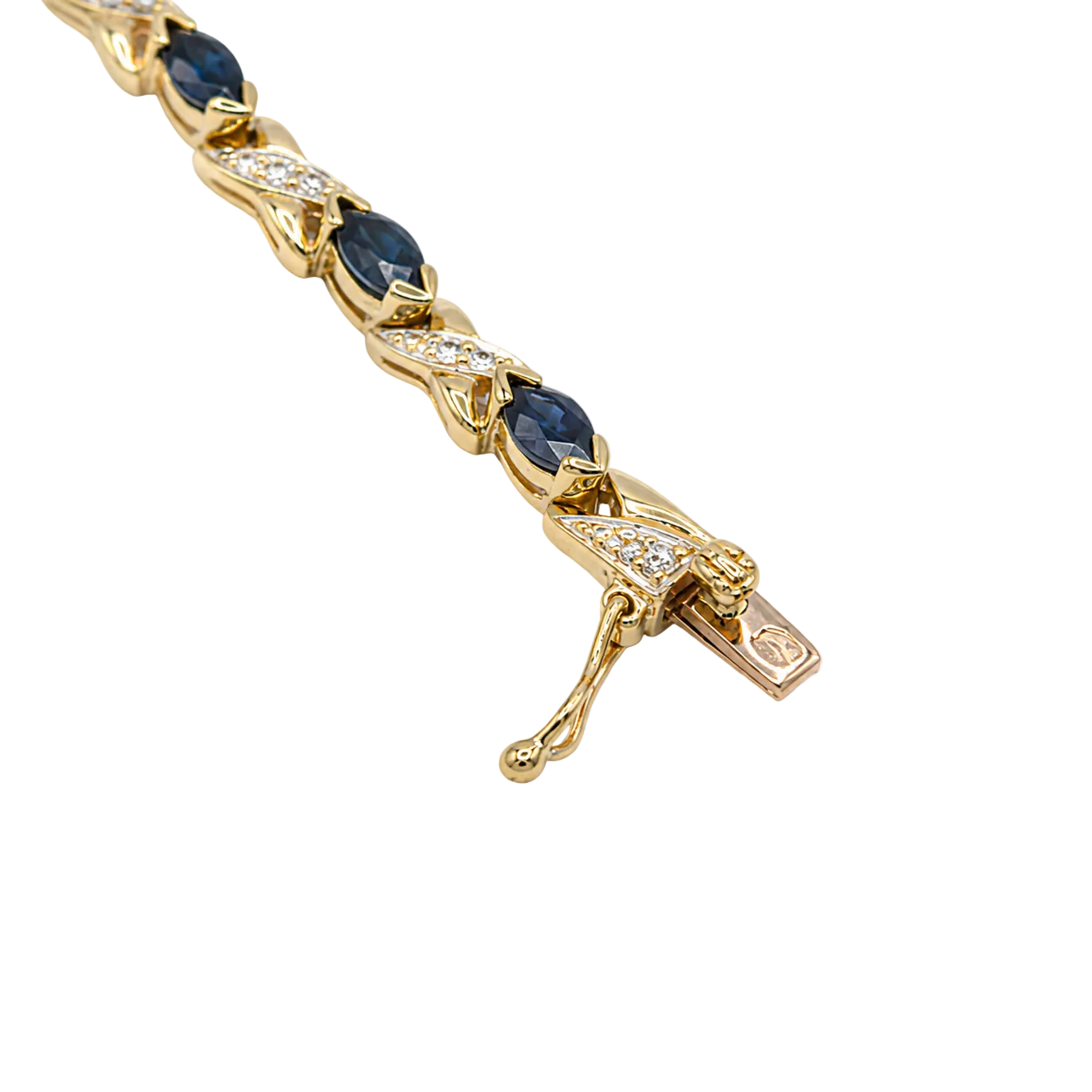 "Ligne" Bracelet in Yellow Gold, Sapphires, and Diamonds