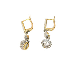 Lever-back earrings in white gold, yellow gold and diamonds