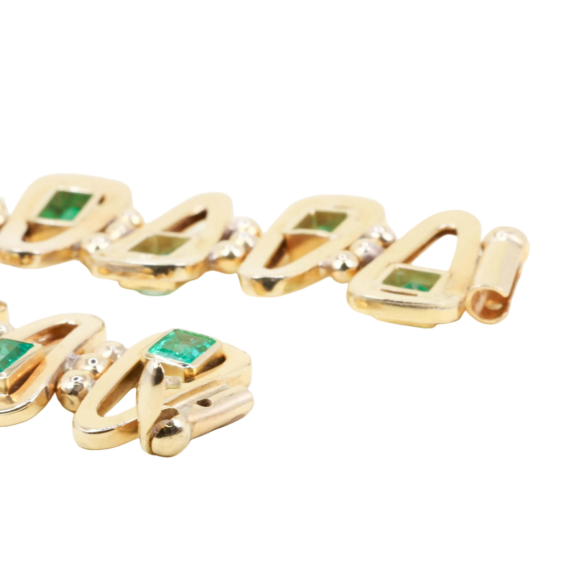 Yellow Gold Link Bracelet with Emeralds