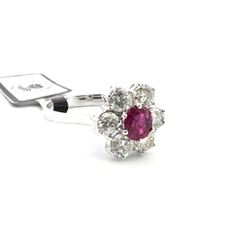 Marguerite Ring in Yellow Gold, Rubies, and Diamonds