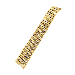 Bracelet ruban 4 rangs, or jaune, platine et diamants.