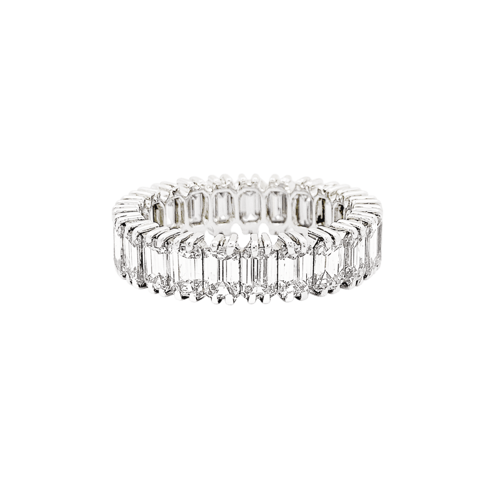 Ring alliance tour complet, paltinium and diamonds emerald cut.