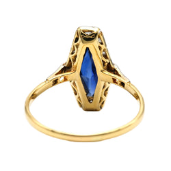 Marquise Ring in Yellow Gold, Sapphire, and Diamonds
