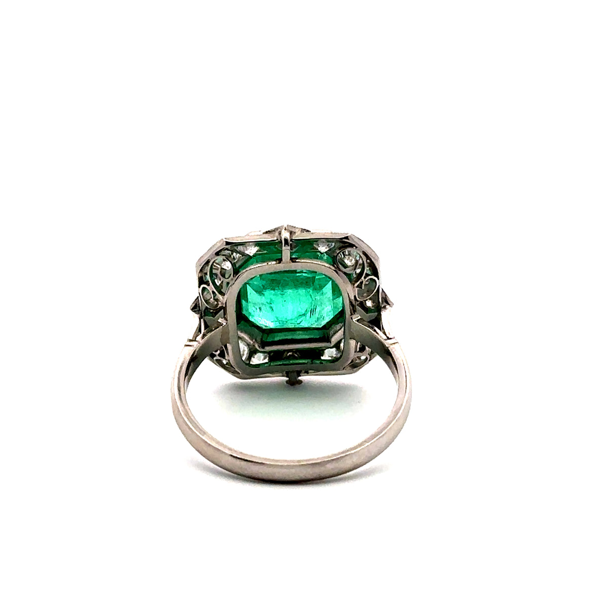 Cocktail Ring in Platinum, Emerald, and Diamonds