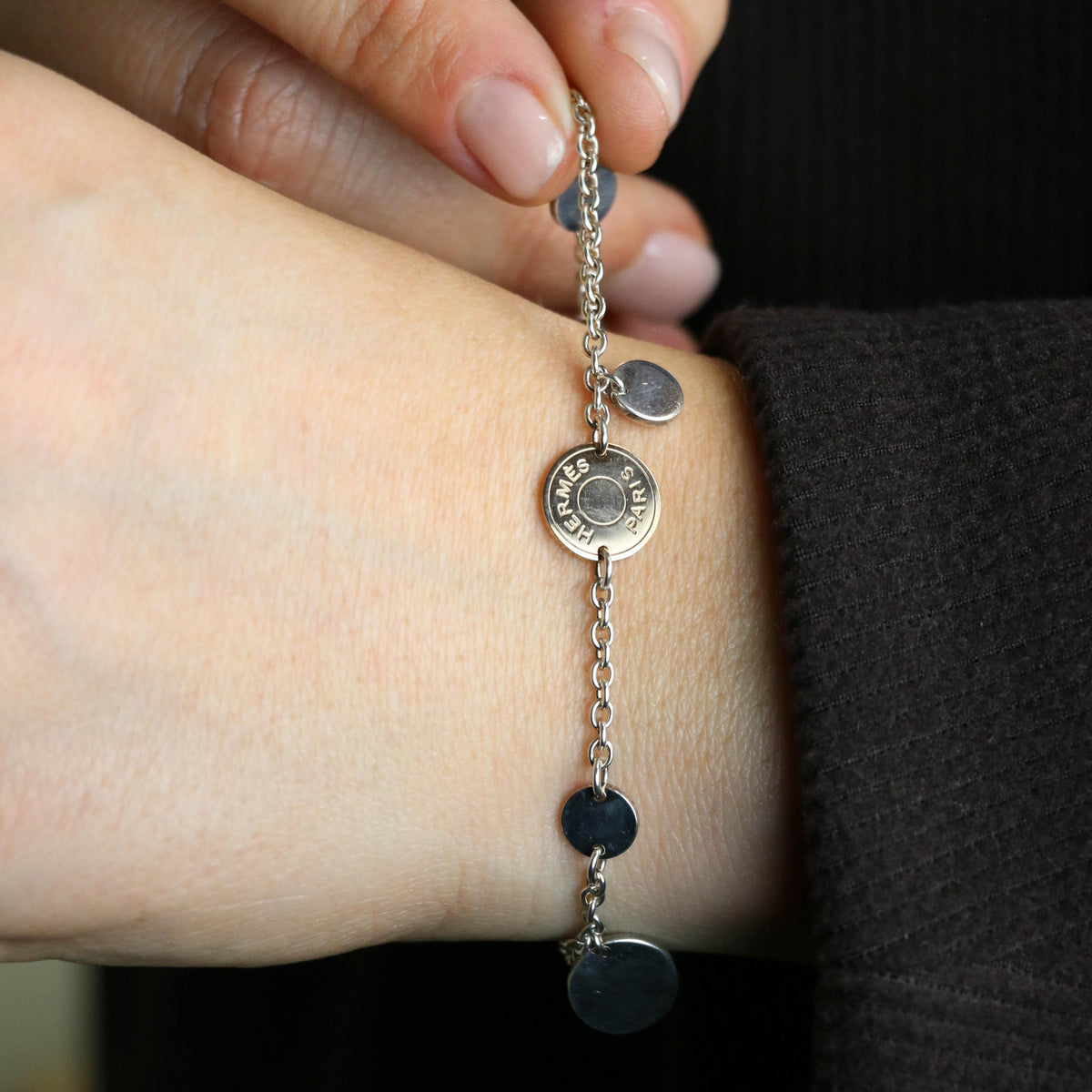 Bracelet HERMÈS Ex-Libris en or rose et argent