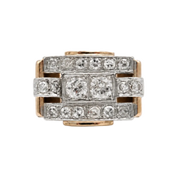 Tank Ring in Rose Gold and Diamonds