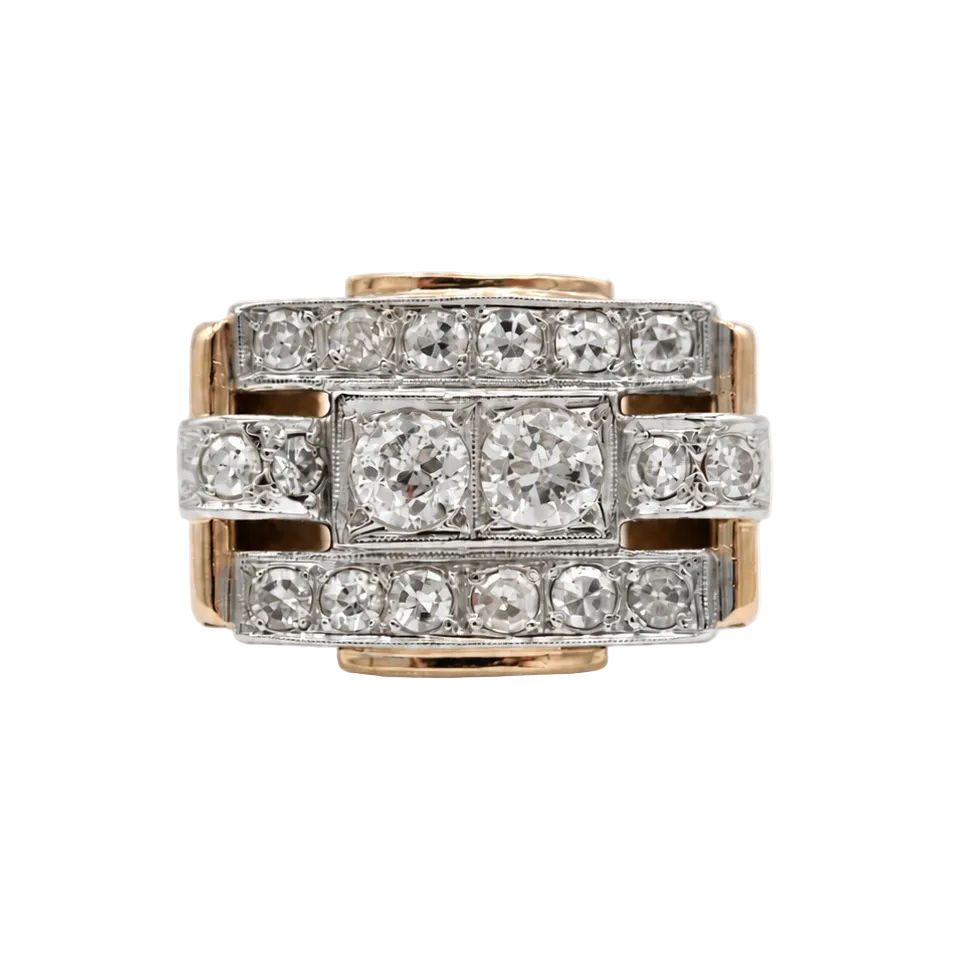 Bague Tank en or rose et diamants