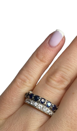 REMOVABLE 18K Gold Ring with Diamonds, Rubies, and Sapphires (Size 51)