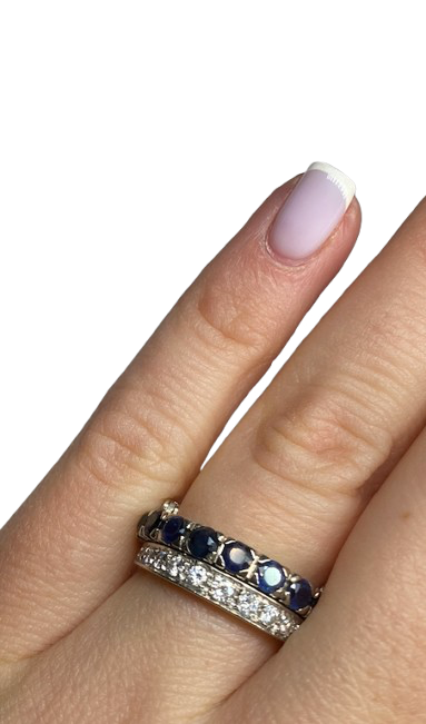 REMOVABLE 18K Gold Ring with Diamonds, Rubies, and Sapphires (Size 51)