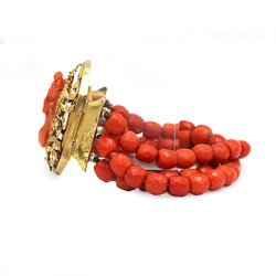 Bracelet - Or jaune, Camée & Corail rouge