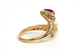 Bague Toi & Moi en or jaune, rubis et diamants