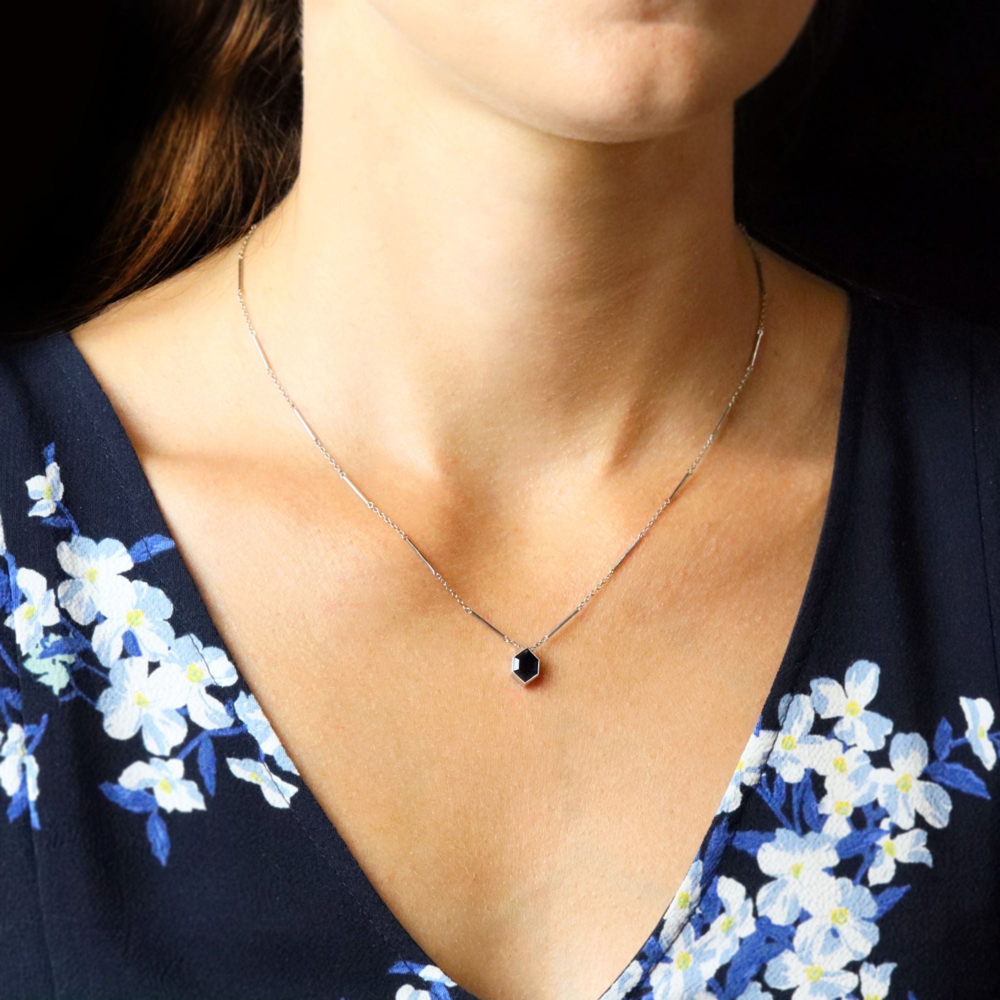 White Gold and Sapphire Pendant Necklace