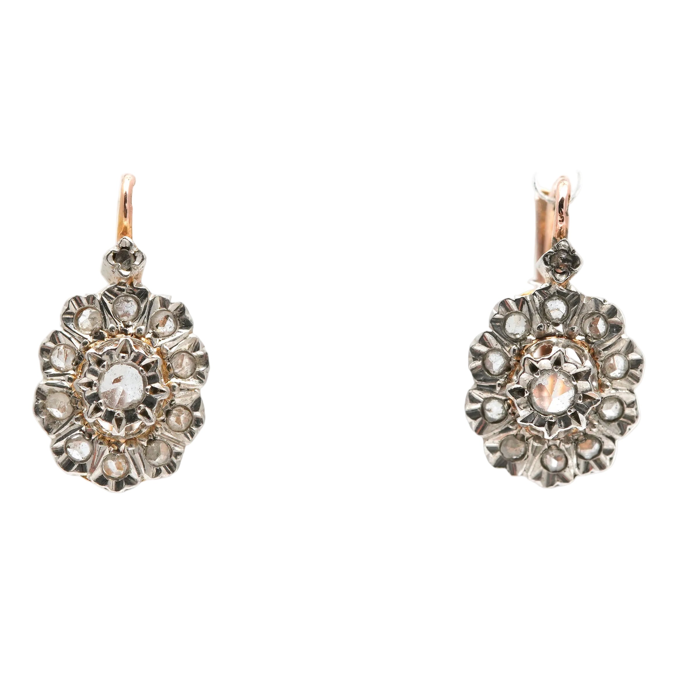 Yellow Gold and Diamond Lever-back Earrings