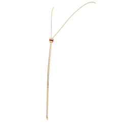 Necklace Boucheron "Cravate Quatre Red Edition", 3 golds, ceramic red, diamonds. Small model.